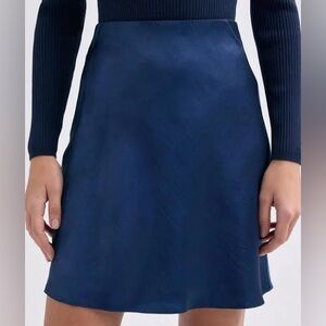 Aritzia Babaton Navy Blue Satin Slip Skirt